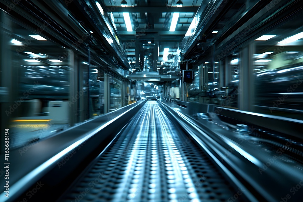 Obraz premium The subway train hurtles through the tunnel, a blur of motion beneath the city, connecting passengers to their destinations