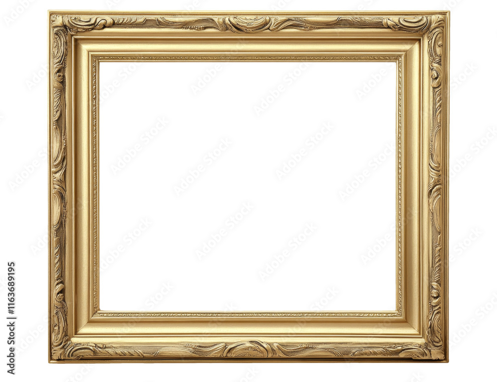 High-Quality PNG gold ornate picture frame isolated on white background High-Quality PNG gold ornate picture frame isolated on white background