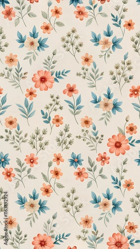 Delicate Vintage Floral Pattern with Soft Pastel Colors