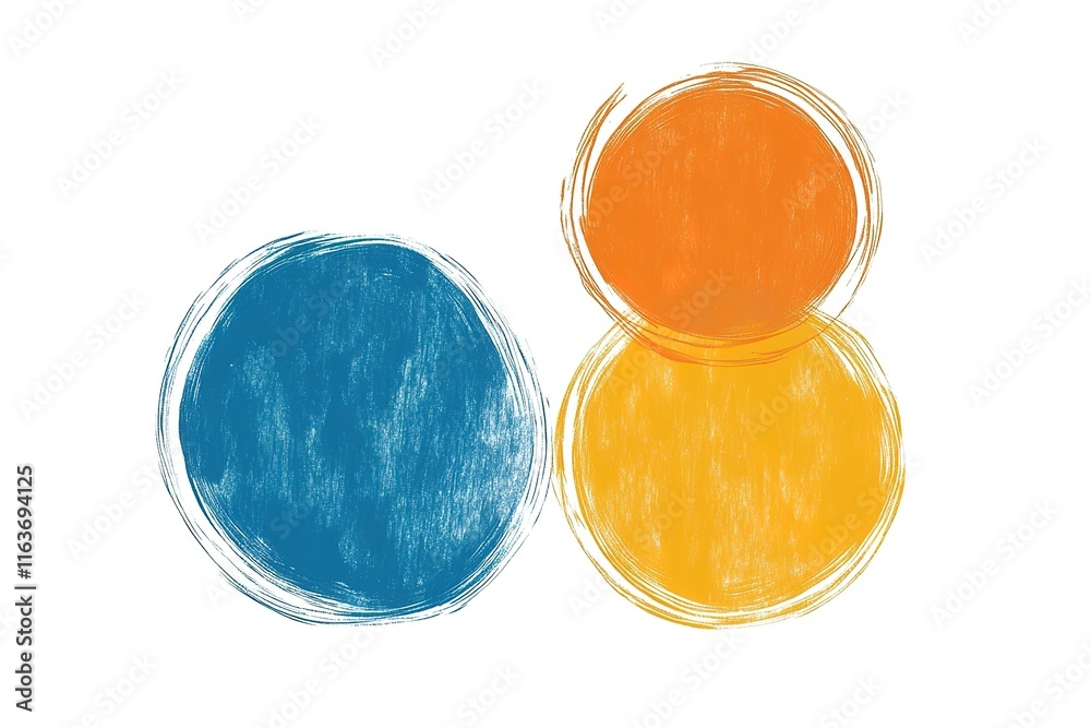 Abstract graphic design with overlapping circles in teal and orange Abstract graphic design with overlapping circles in teal and orange
