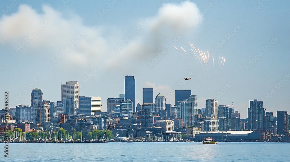 Obraz premium Seattle Skyline with Airshow
