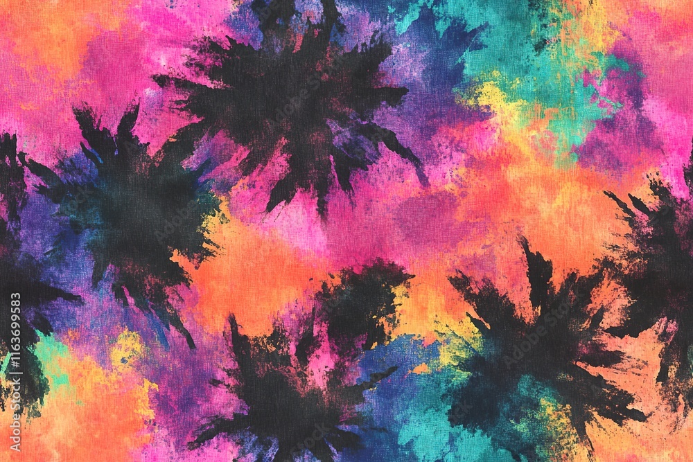 Vibrant Abstract Painting with Bold Colors and Textural Details Vibrant Abstract Painting with Bold Colors and Textural Details