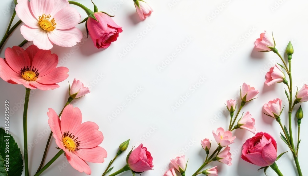 Fototapeta premium Elegant flower arrangement, pristine white backdrop , floral, photography