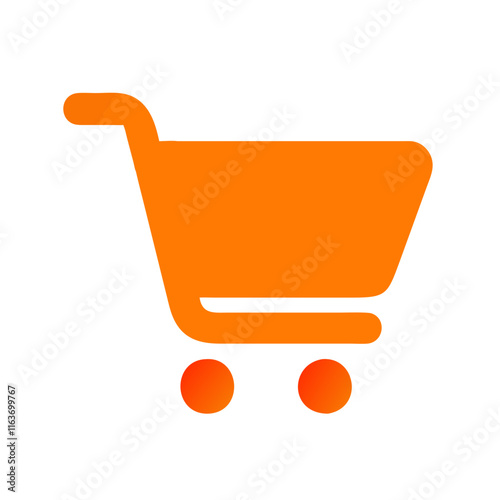 Shopping cart icon in orange color, minimalistic design, vector illustration