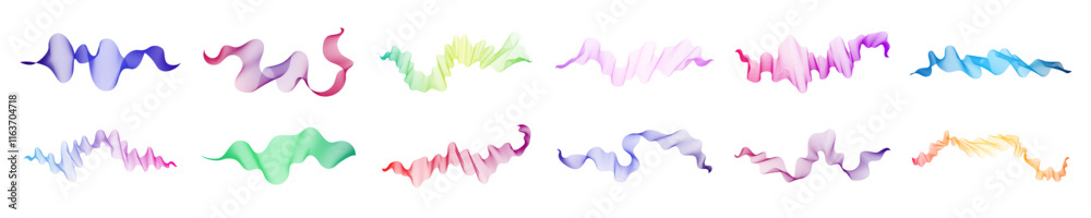 Fototapeta premium Set of abstract backdrops with multicolor waves