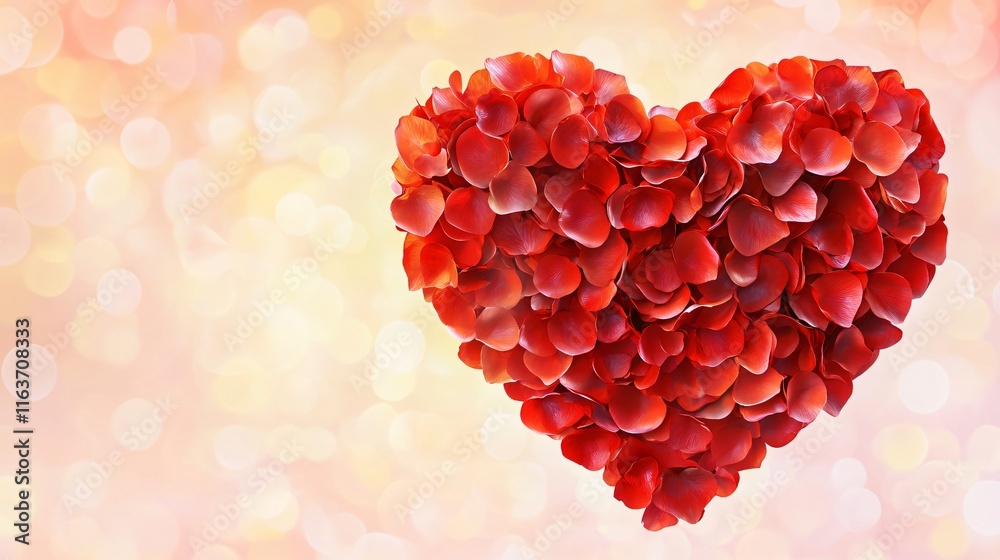 Romantic Red Rose Petals Heart Shape, Valentines Day Design Romantic Red Rose Petals Heart Shape, Valentines Day Design