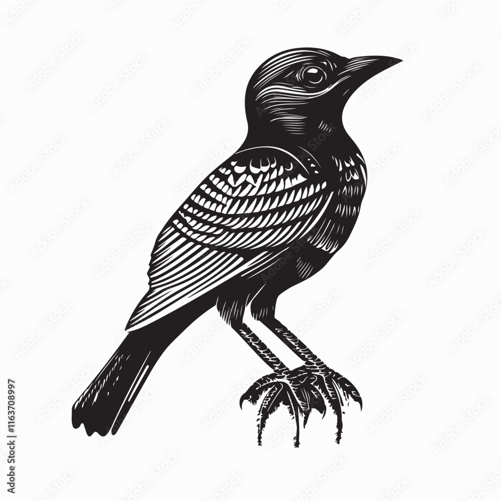 Naklejka premium Bowerbird Image Vector. Black and white Bowerbird Stock Illustration on white background.