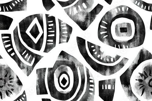 Abstract Black and White Geometric Pattern Seamless Repeat