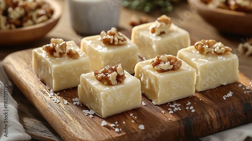 raditional irish butter fudge with walnuts photo