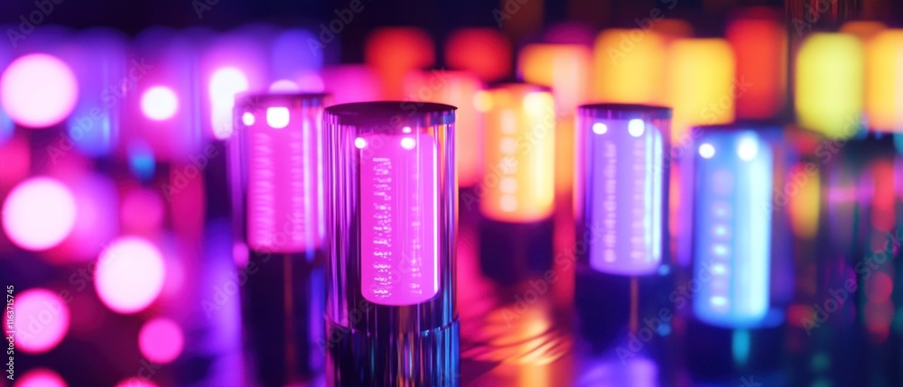 Colorful glowing tubes in neon light. Colorful glowing tubes in neon light.