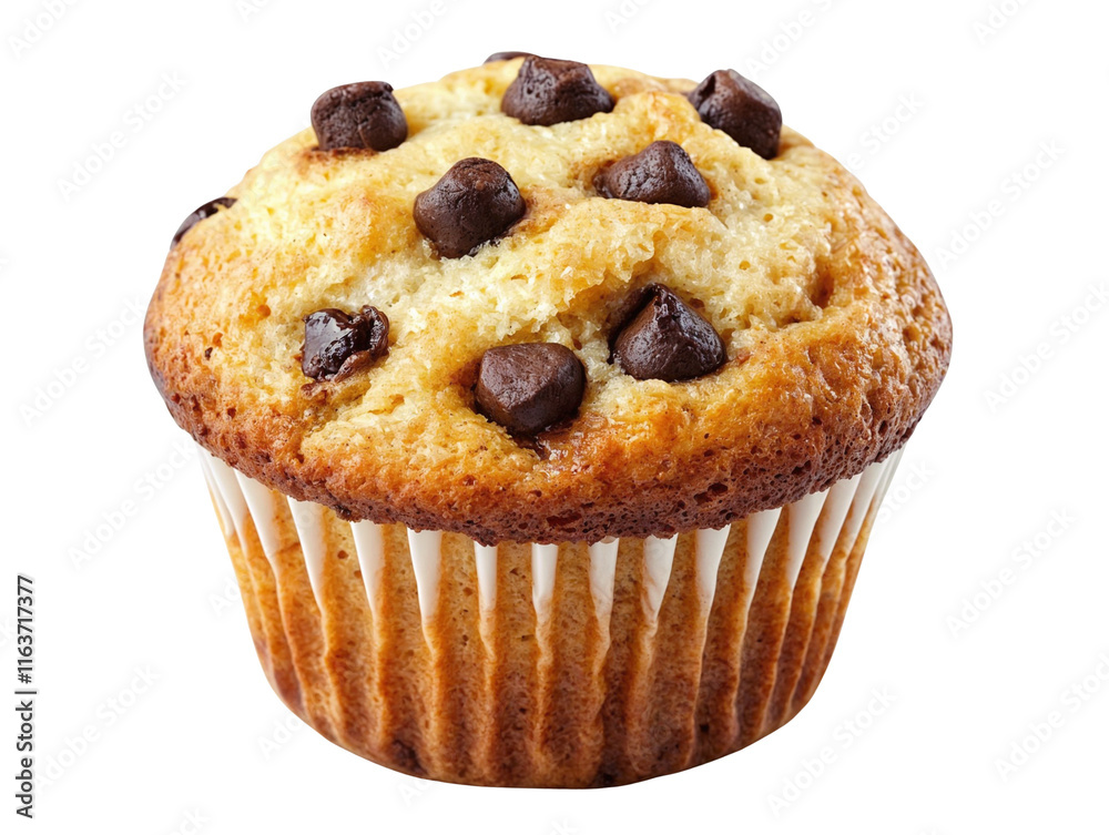 Delicious muffin with chocolate chips isolated over transparent background, Ideal for bakery and dessert design project, PNG cut-out Delicious muffin with chocolate chips isolated over transparent background, Ideal for bakery and dessert design project, PNG cut-out