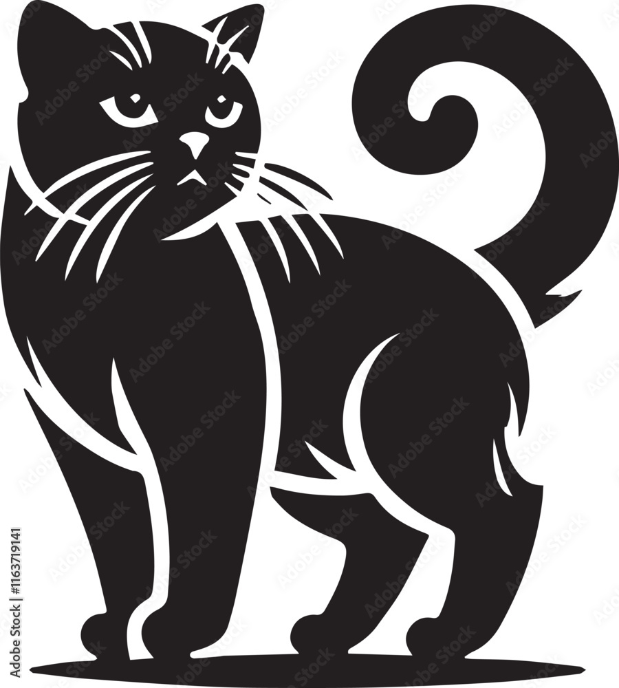 Obraz premium Black and white cat