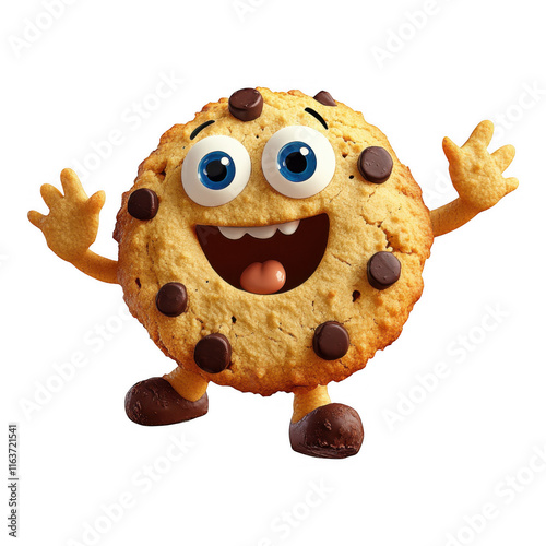 [Cookie Monster smiling for photo shoot] Cheerful Cookie Monster Standing Upright with Open Mouth Against Black Background