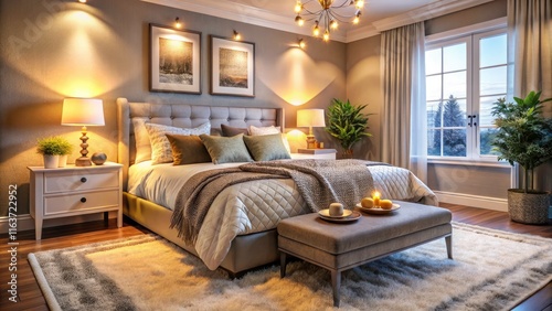 Wallpaper Mural Cozy Bedroom Scene with Stylish Layers of Soft Textured Pillows in Neutral Tones for Elegant Home Decor Inspiration Torontodigital.ca