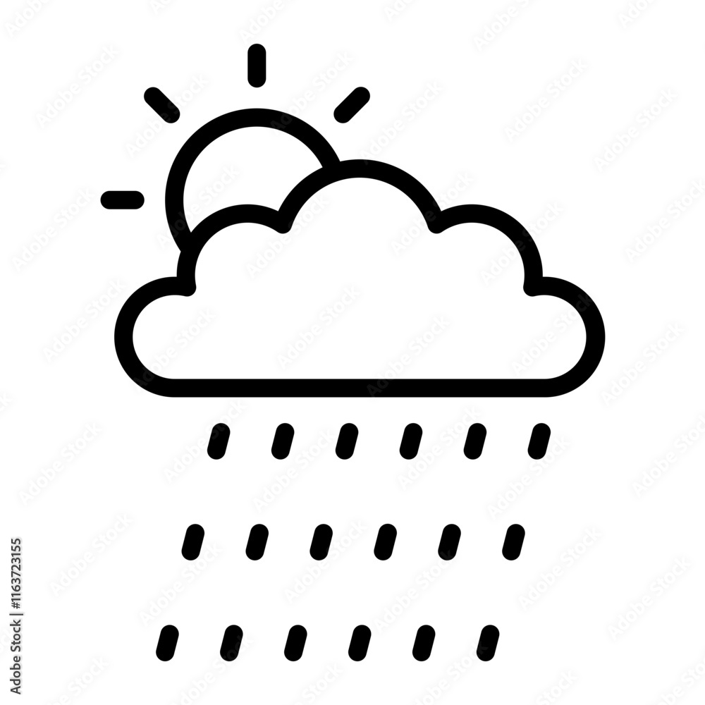 Rainy Day Vector Line Icon Design Rainy Day Vector Line Icon Design