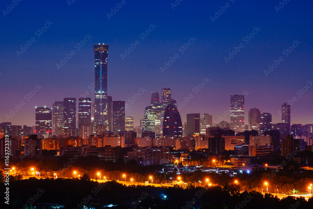 Obraz premium Skyline of Beijing CBD area before sunrise