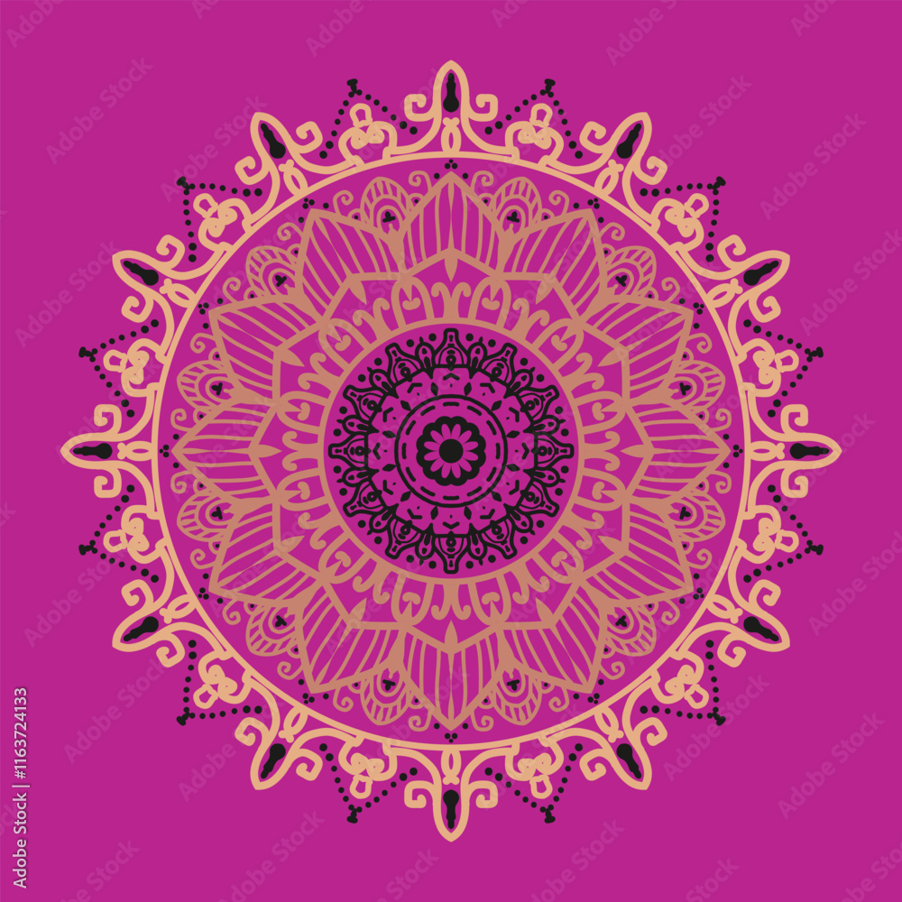 Mandala Art design in circle. Simple mandala design art beautiful mandala Oriental drawing. Vector illustration pink background Mandala Art design in circle. Simple mandala design art beautiful mandala Oriental drawing. Vector illustration pink background