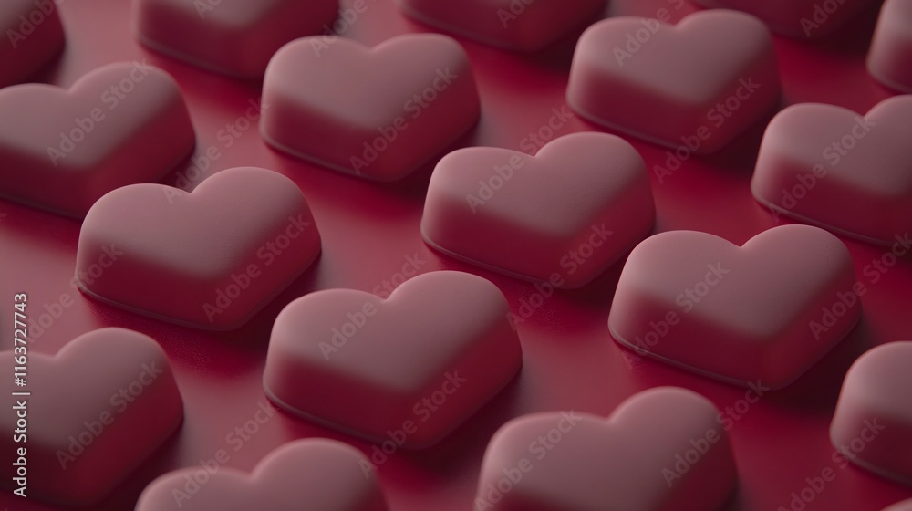 Obraz premium Romantic Red Heart Shaped Candies Pattern