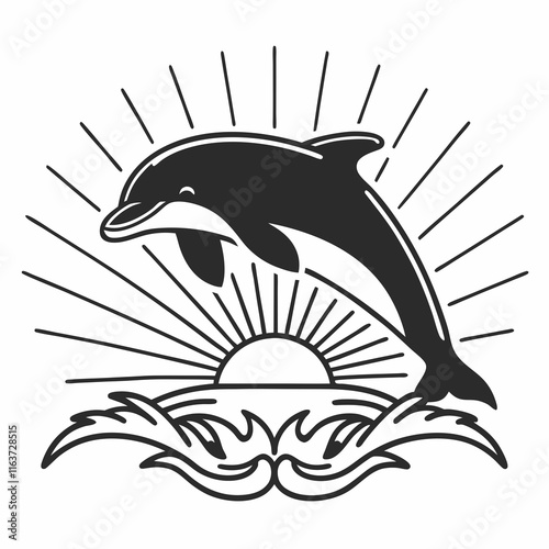 Dolphin logo icon vector illustration photo