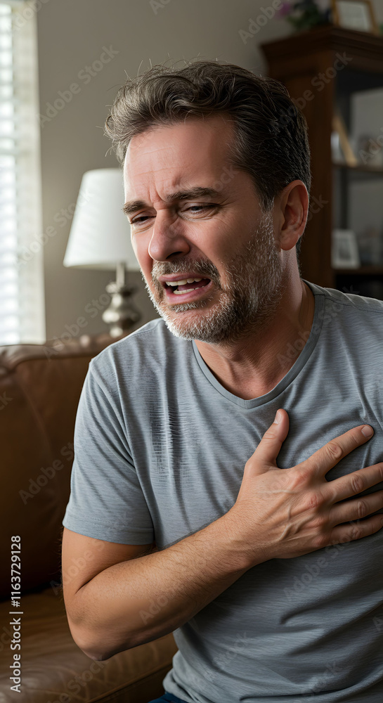 ia generated. Severe heartache, man suffering from chest pain, having painful. A man touching his heart, heart attack and other heart disease concepts ia generated. Severe heartache, man suffering from chest pain, having painful. A man touching his heart, heart attack and other heart disease concepts