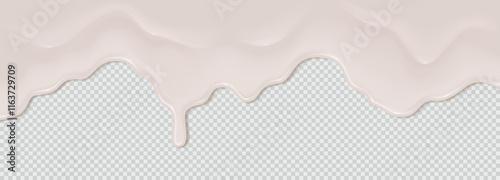 Yogurt, milk or cream surface creamy liquid melt splash flowing background. Vector white milk splash or ice cream flow soft texture on transparent background for sweet dessert design. 3D Illustration