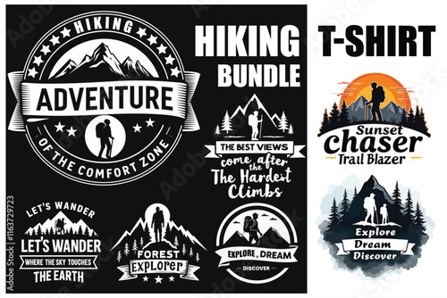 Adventure Hiking T-Shirt Design Bundle