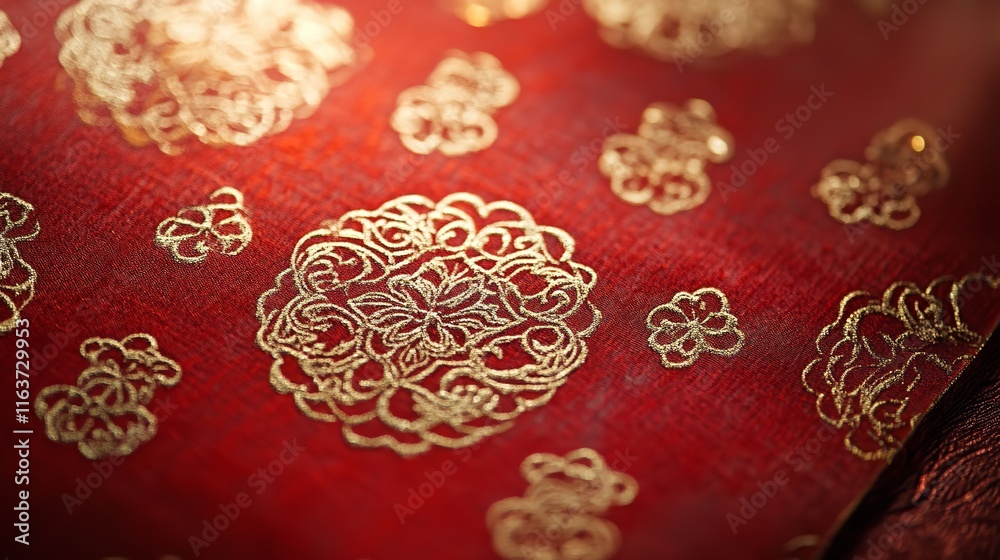 Close-Up of Traditional Red Envelopes with Intricate Gold Designs, Ready for Chinese New Year Celebrations Close-Up of Traditional Red Envelopes with Intricate Gold Designs, Ready for Chinese New Year Celebrations