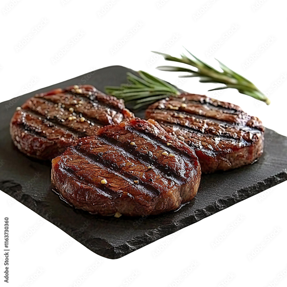 grilled beef steaks on black slate plate grilled beef steaks on black slate plate