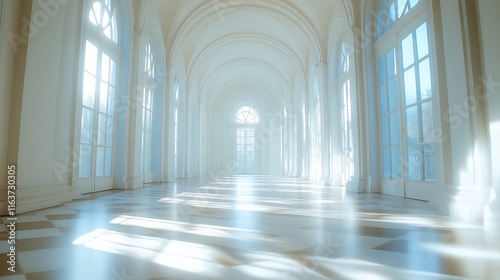 Grand palace interior elegant hallway light patterns captured
