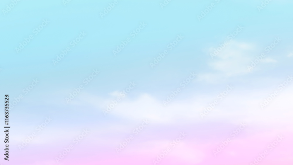 Obraz premium Pastel sky purple pink blue with white cloud. Fantasy background. Summer Spring backdrop. Beautiful colourful nature sky.