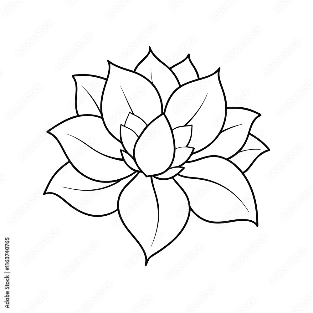 Simple Outline Flower Illustration in Line Art Style Simple Outline Flower Illustration in Line Art Style