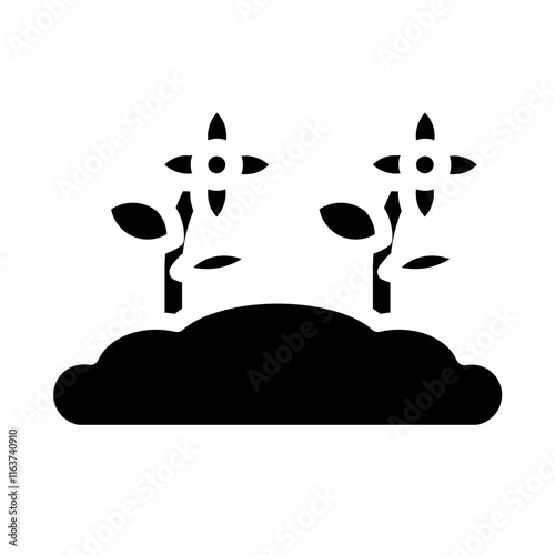 flowering bush solid icon