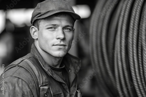 Technician Electrician Man With Cable, Generative AI