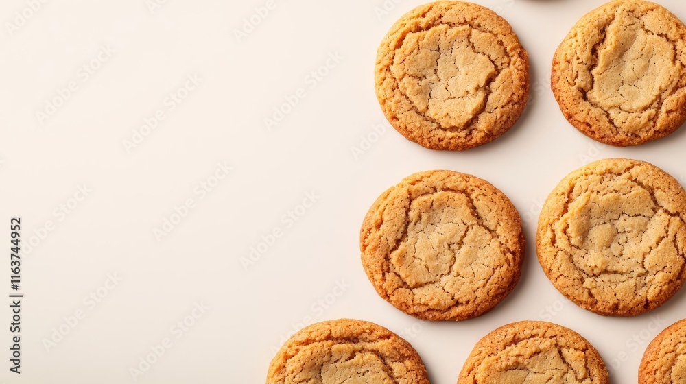Minimal cookies idea. Freshly baked cookies arranged neatly on a light background for a delightful treat. Minimal cookies idea. Freshly baked cookies arranged neatly on a light background for a delightful treat.