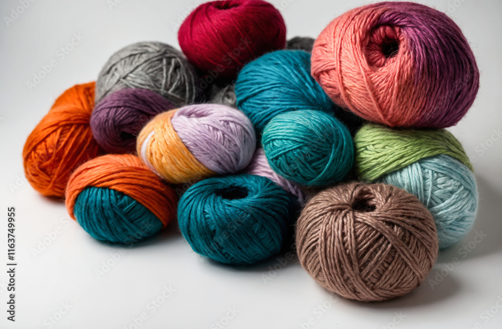 colorful balls of wool on a white table. Bright and vibrant display of soft yarn for crafting and creativity colorful balls of wool on a white table. Bright and vibrant display of soft yarn for crafting and creativity