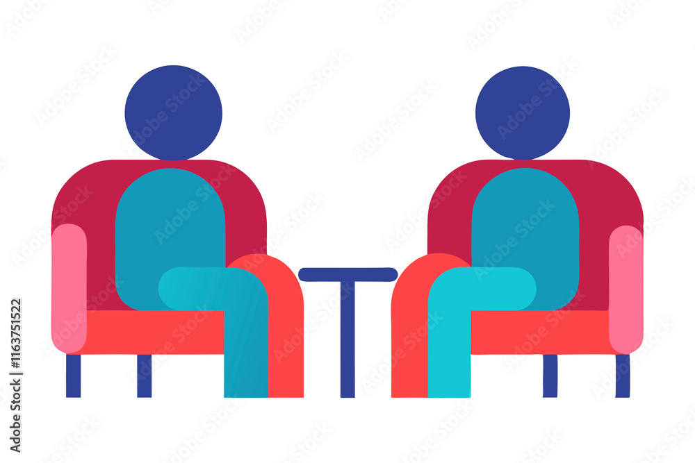 Discussion, conversation. Two people are sitting in a chair talking something. Discussion, conversation. Two people are sitting in a chair talking something.