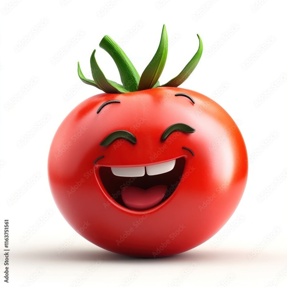 happy face of tomato vector style art 3d illustration Isolated on White Background happy face of tomato vector style art 3d illustration Isolated on White Background