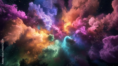 Magic explosion, game bomb boom effect with colorful clouds, smoke and fume. Fire blast, weapon shot. elemental magician spells purple, green, blue and red explode detonation, Cartoon vector set