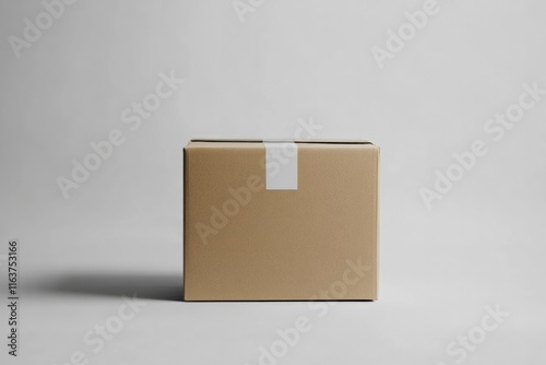 Minimalist brown package positioned on clean surface, emphasizin photo