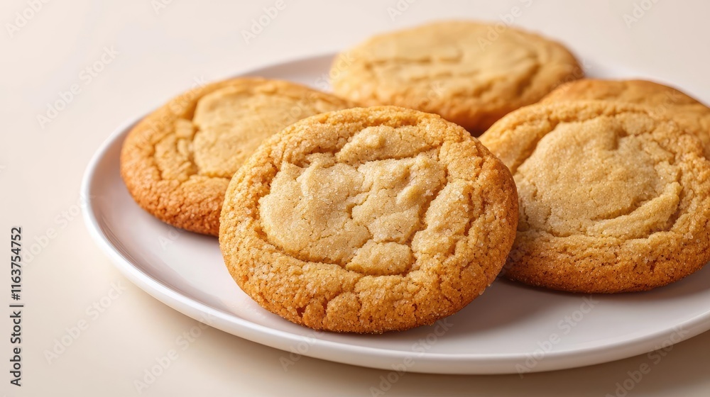 Minimal cookies concept. Delicious homemade cookies arranged on a white plate, perfect for dessert or snack time. Minimal cookies concept. Delicious homemade cookies arranged on a white plate, perfect for dessert or snack time.