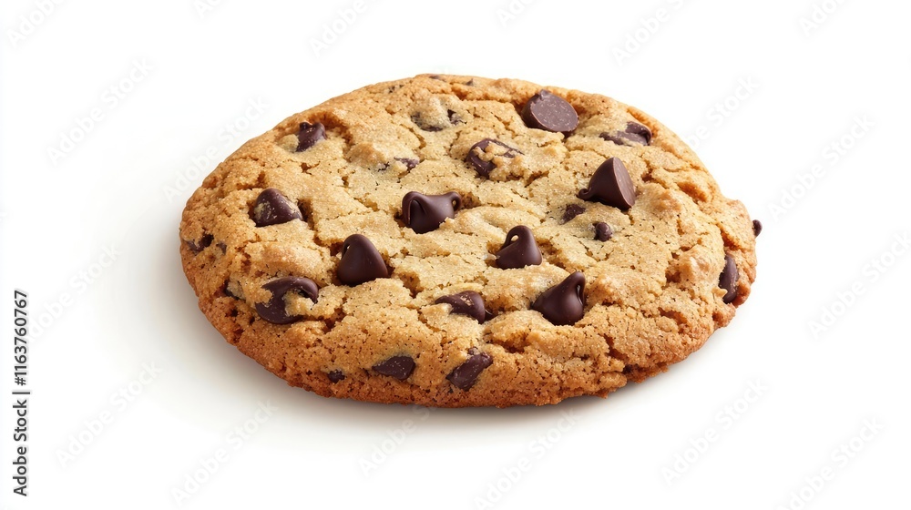 Minimal cookies idea. Delicious chocolate chip cookie isolated on a white background, perfect for dessert lovers. Minimal cookies idea. Delicious chocolate chip cookie isolated on a white background, perfect for dessert lovers.