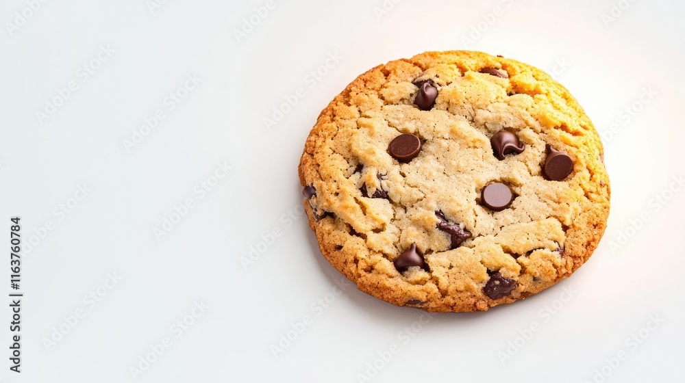 Minimal cookies idea. Delicious chocolate chip cookie on a white background, perfect for dessert lovers. Minimal cookies idea. Delicious chocolate chip cookie on a white background, perfect for dessert lovers.