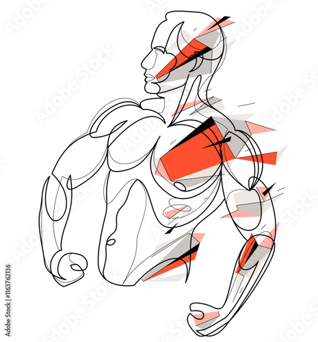 Athletic man torso vector l...