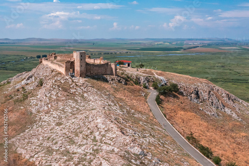 Obraz na płótnie Aerial view with Enisala Fortress landscape in Dobrogea Romania w salonie