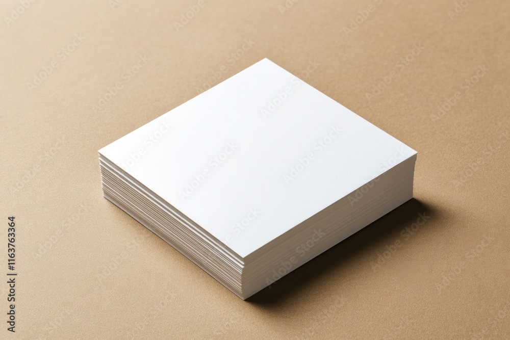 Fototapeta premium Blank sheets stacked neatly on minimalistic background, emphasiz