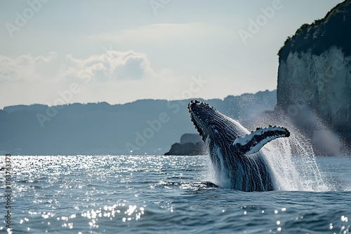 whale in the sea full body wildlife portrait photo