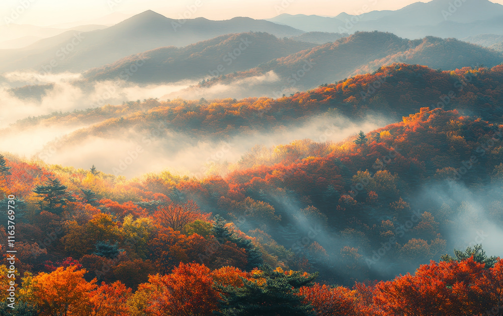 Naklejka premium autumn landscape with mountains