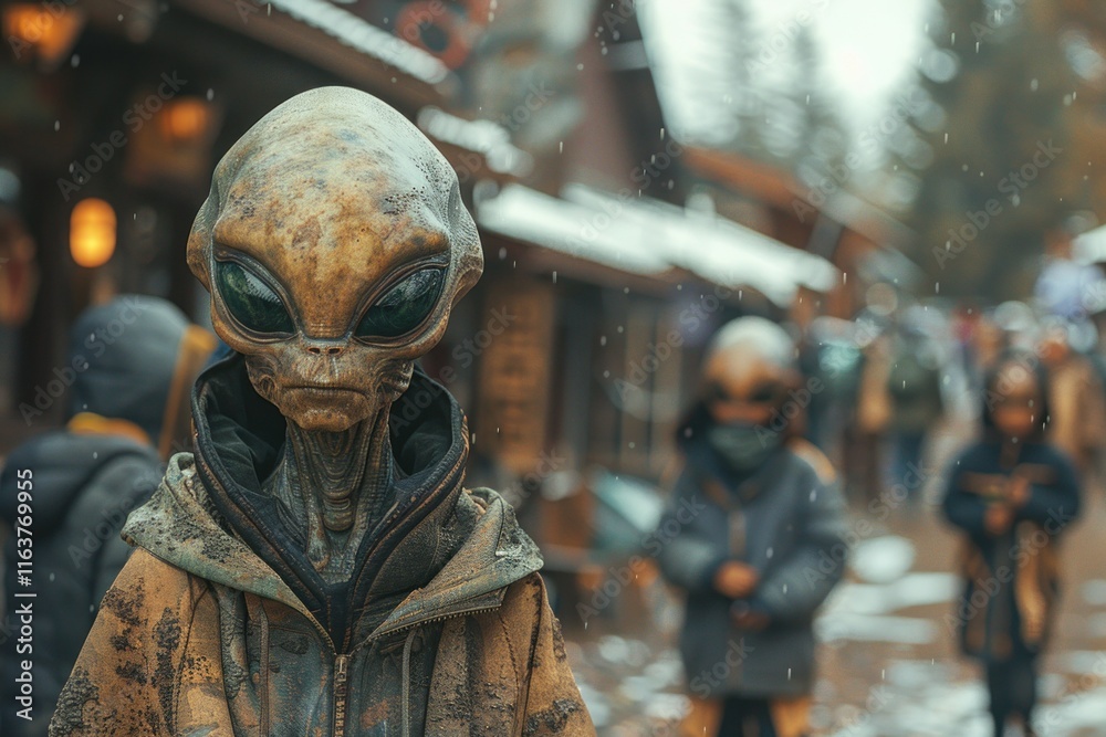 Unidentified people walking and shopping at a festive Christmas market, surrounded by holiday decorations and lights.