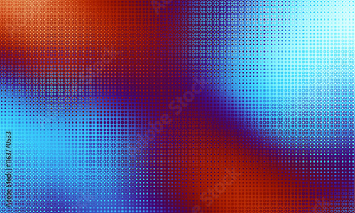 Pixilated abstract Energy background. Halftone effect. Vector image. Small particles with overlay moire effect