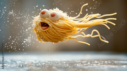 Flying spaghetti monster, symbol of pastafarian religion, atheism photo